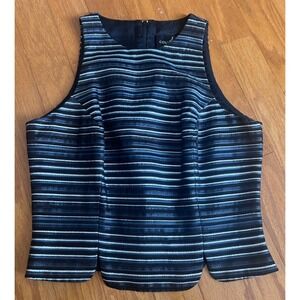 Y2K Vintage Shiny Metallic Sleeveless Top Zipper Back JS Collection Size 12